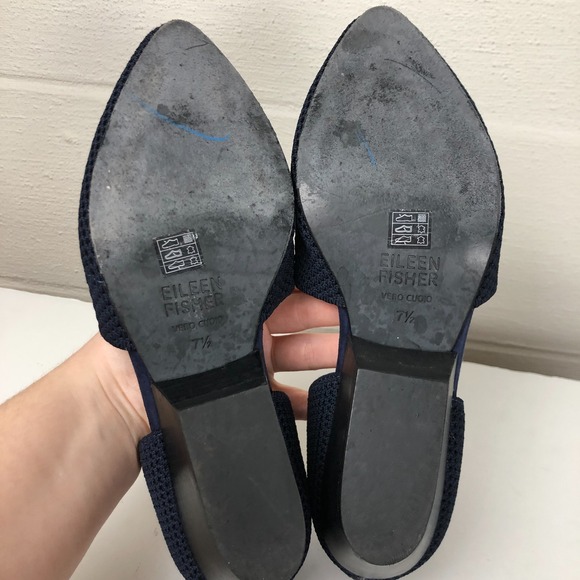 Eileen Fisher Womens Hallo Knit D'Orsay Pump Shoes 7.5 Blue Slip On Wedge Heel - Picture 9 of 10